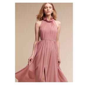 BHLDN Hitherto Camilla‎ Silk Slit Leg Gown 8 Pink